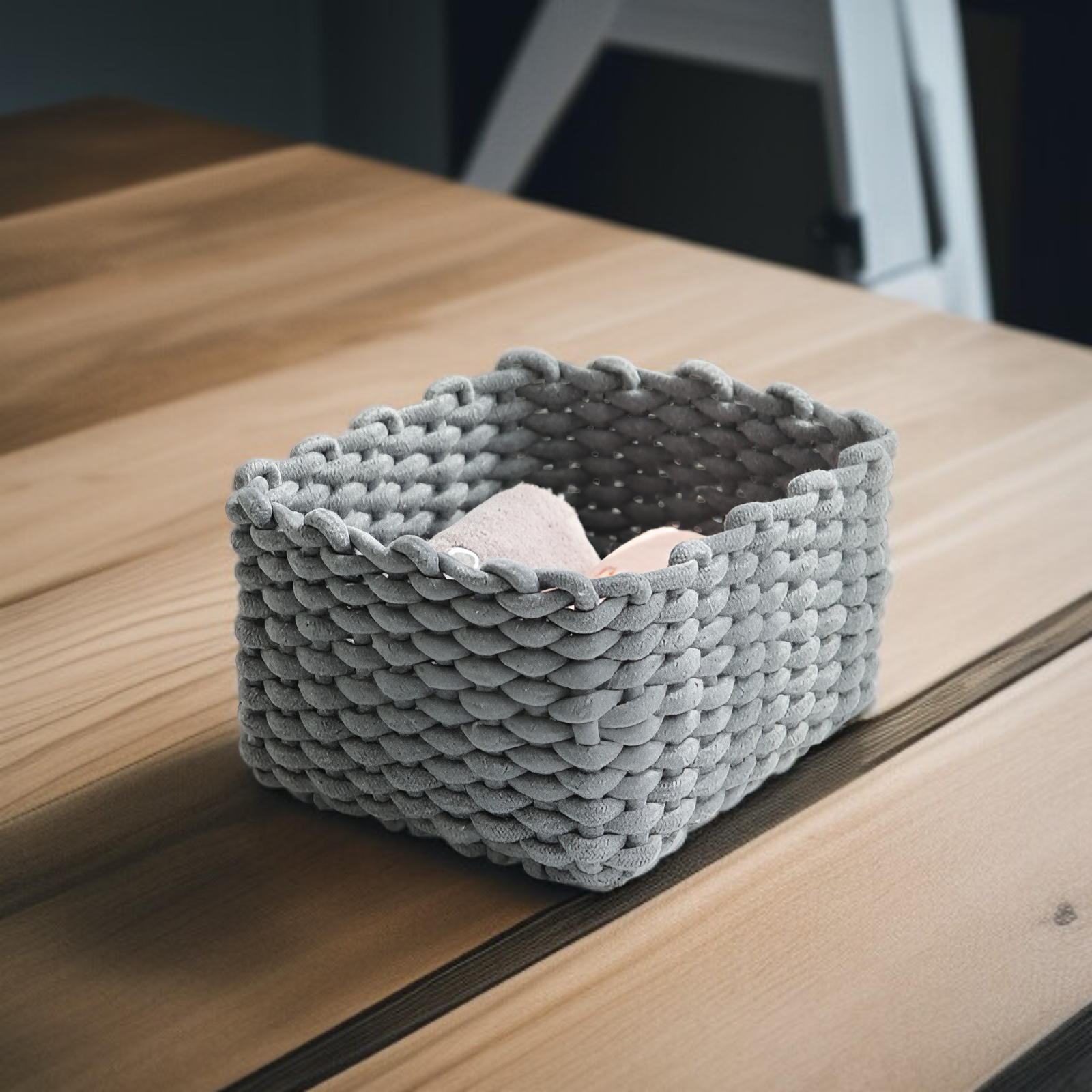 سلة تخزين منسوجة من القطن