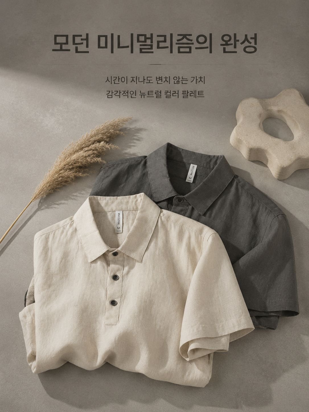 남성 린넨 셔츠 컬러 디테일 이미지