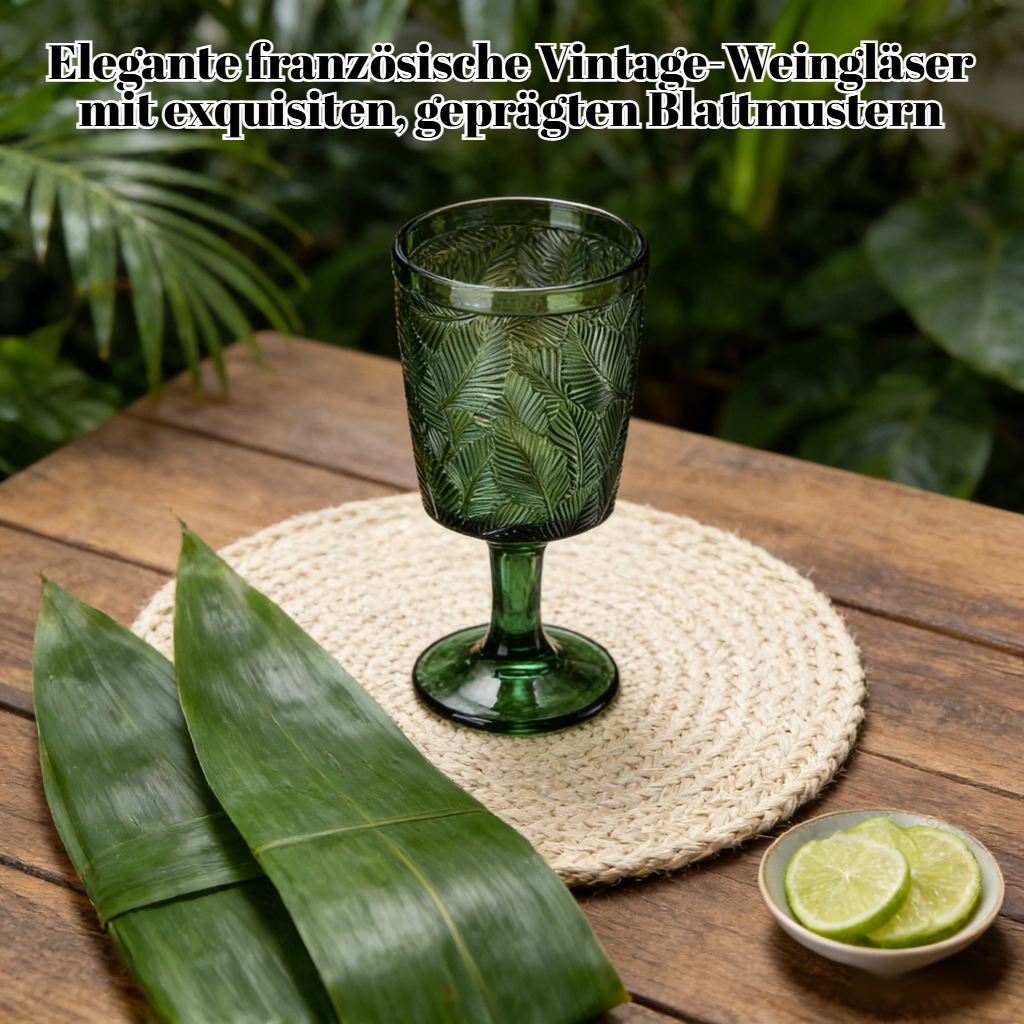 Französisches Vintage-Stielglas mit Prägung