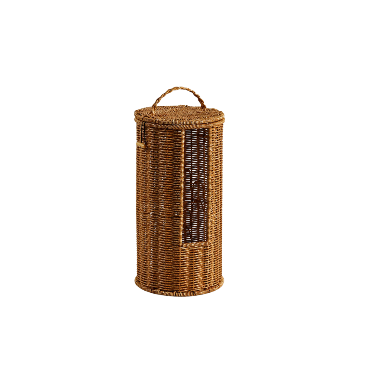 Home & Guesthouse Round Rattan-style Storage Bin with Lid for Toilet Paper and Towels