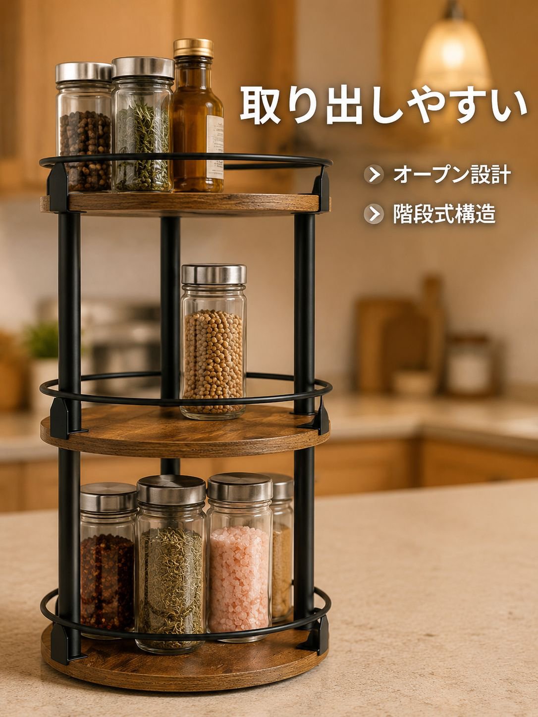 キッチン用スパイスラック、整理ラック、収納ラック