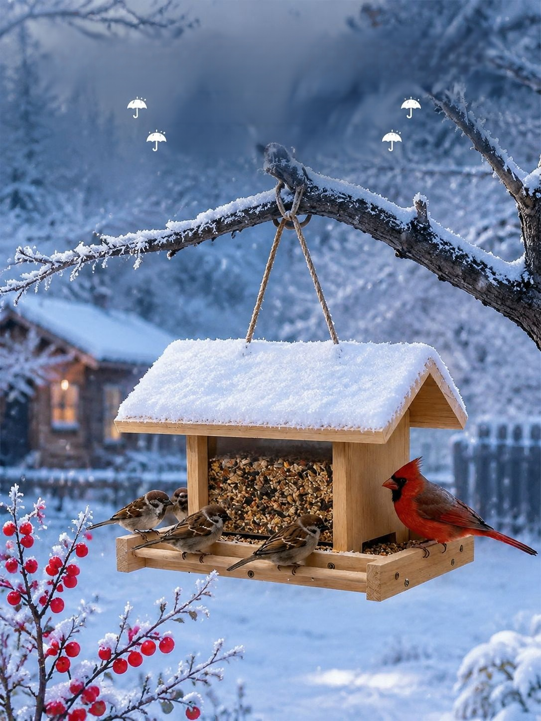 Neues Vogelhäuschen aus Holz, hängender Schmuck aus Kiefernholz, im Villenstil, Kunsthandwerk für de