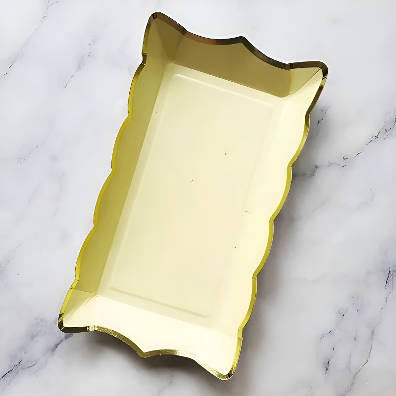 ถาดกระดาษสี่เหลี่ยมผืนผ้าแบบใช้แล้วทิ้งพกพาได้