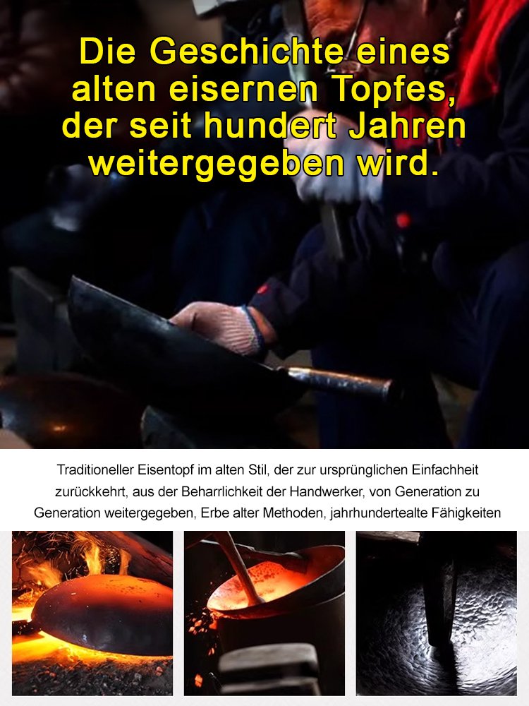 【Ohne Beschichtung Antihaft-Pfanne】Handgeschmiedet von Solinger Handwerkern, 10.000 Mal gehämmert.