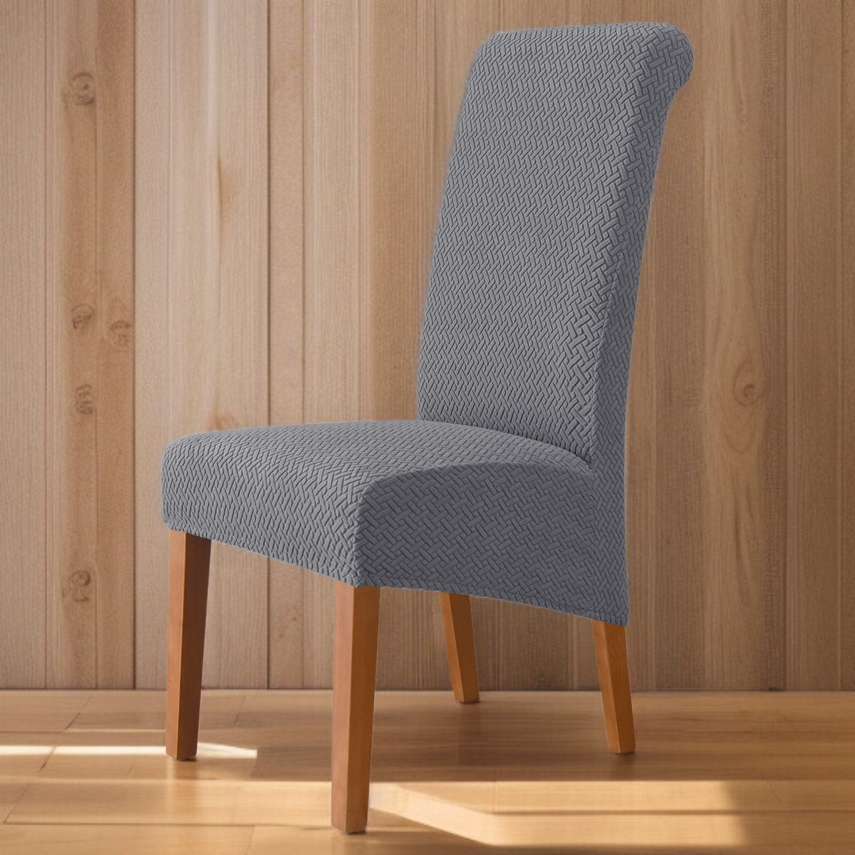 Chaise de salle à manger dossier haut Housse en tissu jacquard extensible