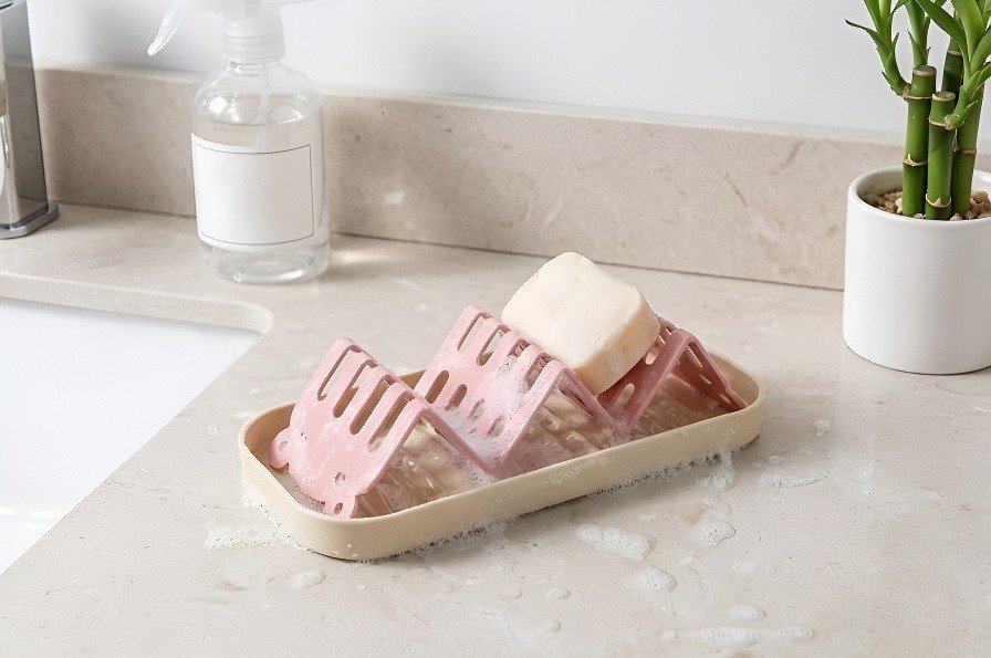 Praktische Seifenablage mit Wasserablauf