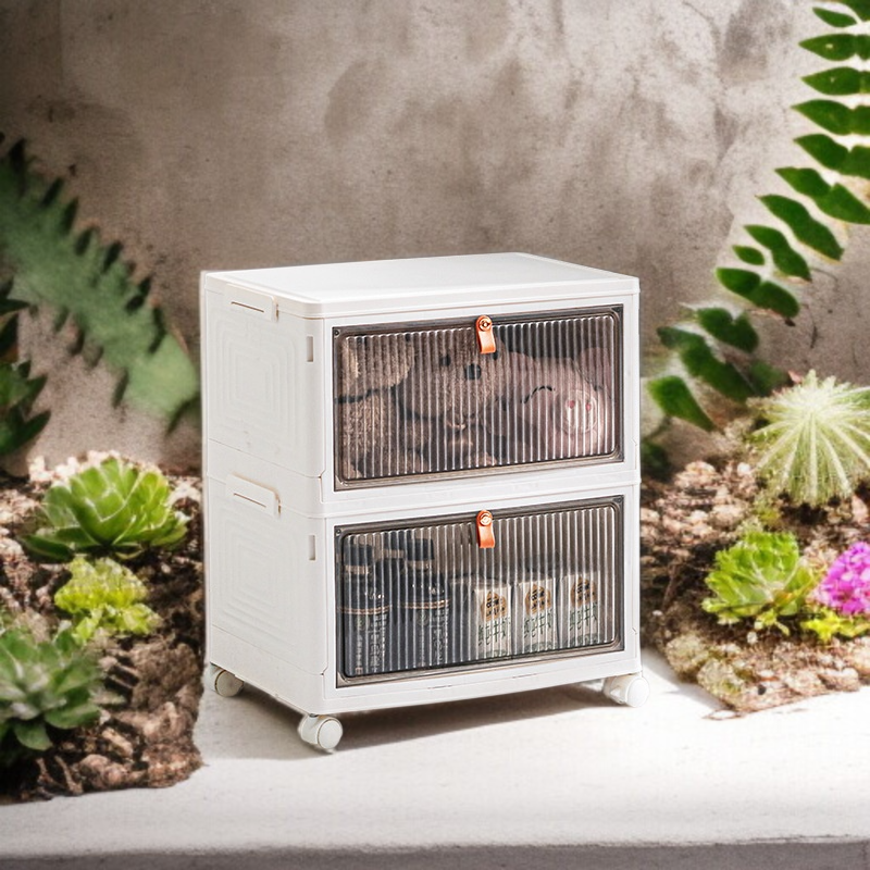 가정용 접이식 수납함 레이어드 투명 의류 정리함 사물함 장난감 수납함