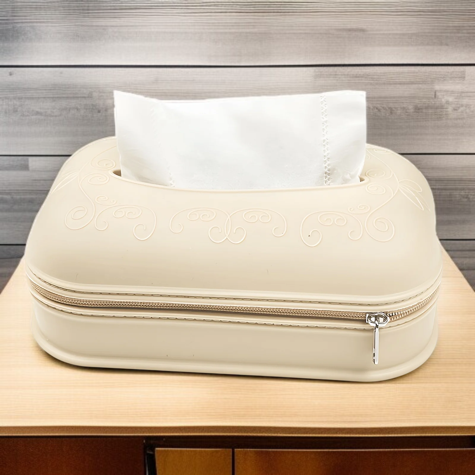 Szilikon zsebkendőtartó a nappaliba, cipzárral, tapétához illeszthető