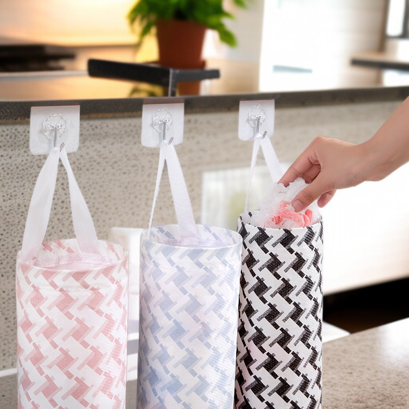 ที่เก็บถุงขยะติดผนังสำหรับห้องครัว ทรงกระบอก ถอดออกได้ แขวนได้ พลาสติก