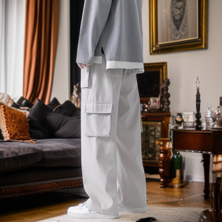 メンズスポーツパンツ メンズ春ストレートレッグパンツ ブラック メンズワークパンツ