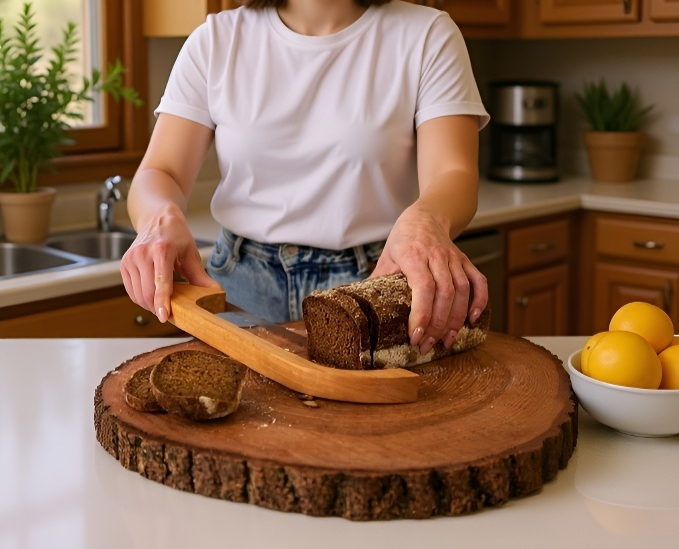 Handcrafted bread knife with smooth finish