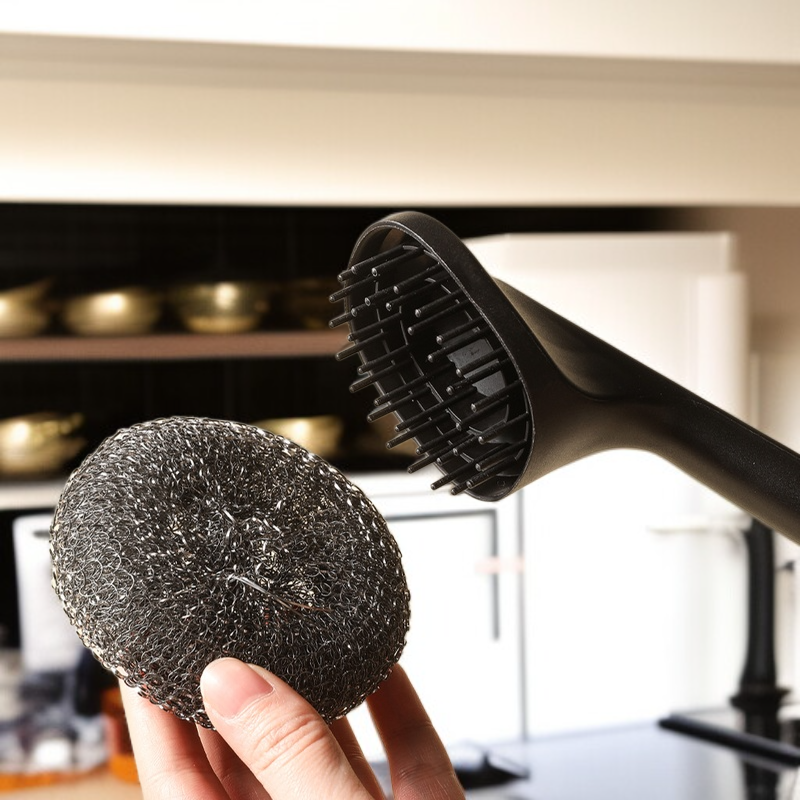 가정용 스텐 식기세척솔 손잡이 교체 가능 실밥이 빠지지 않는 하트 주방솔 청소볼 설거지볼