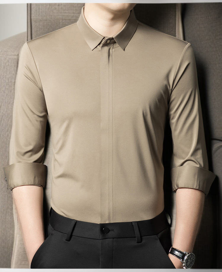 上品見え シワ対策 接触冷感シームレスシャツ