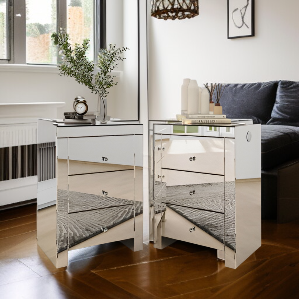 モダンスタイル銀色ガラスベッドの頭箱無線充電タイプ