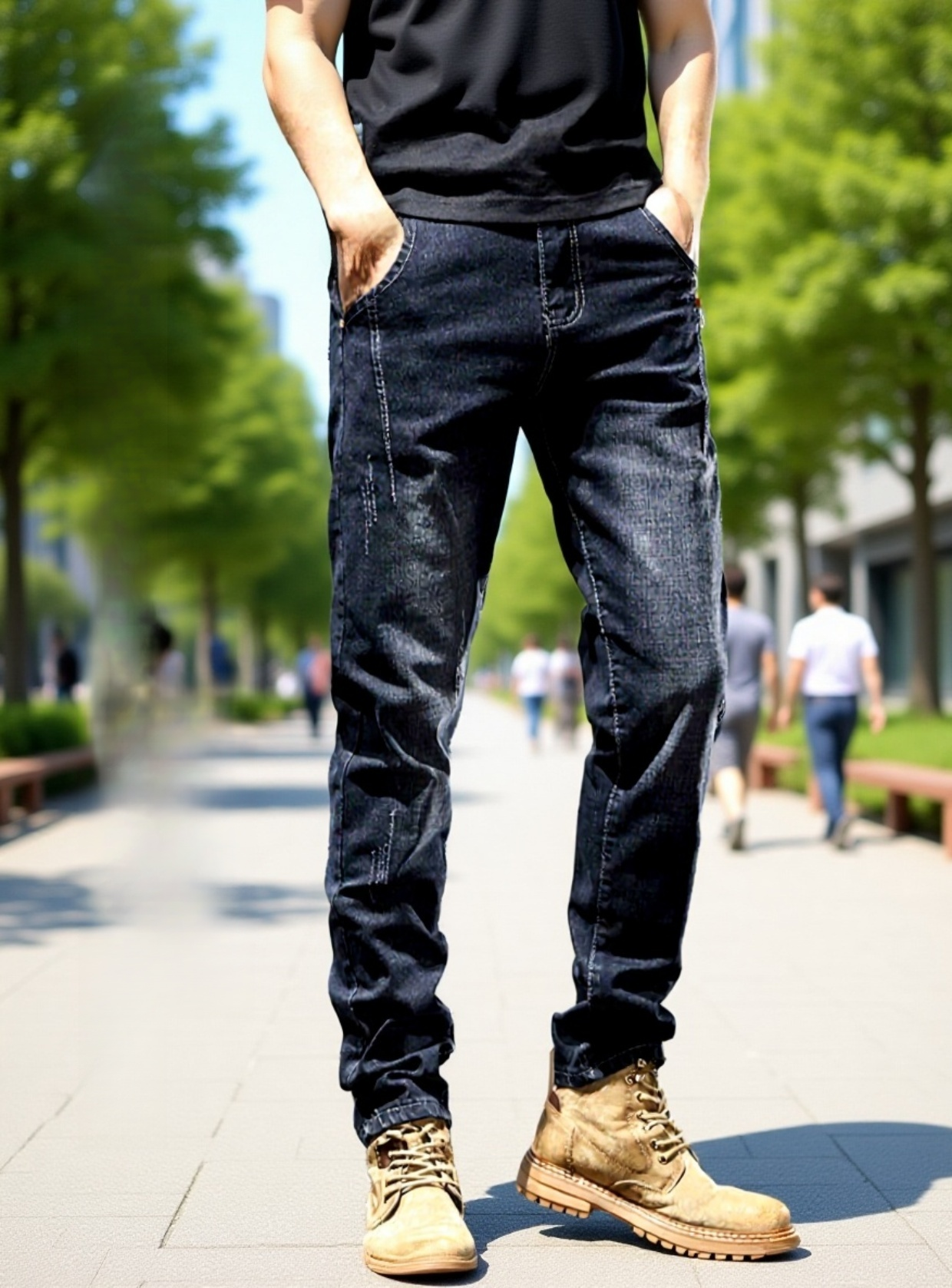 편안함 강조 남성 데님 팬츠