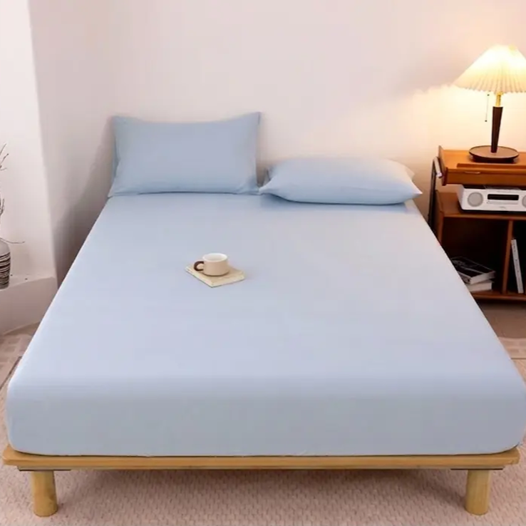 水洗磨毛純色床笠單件防滑床套床罩全包床墊保護罩