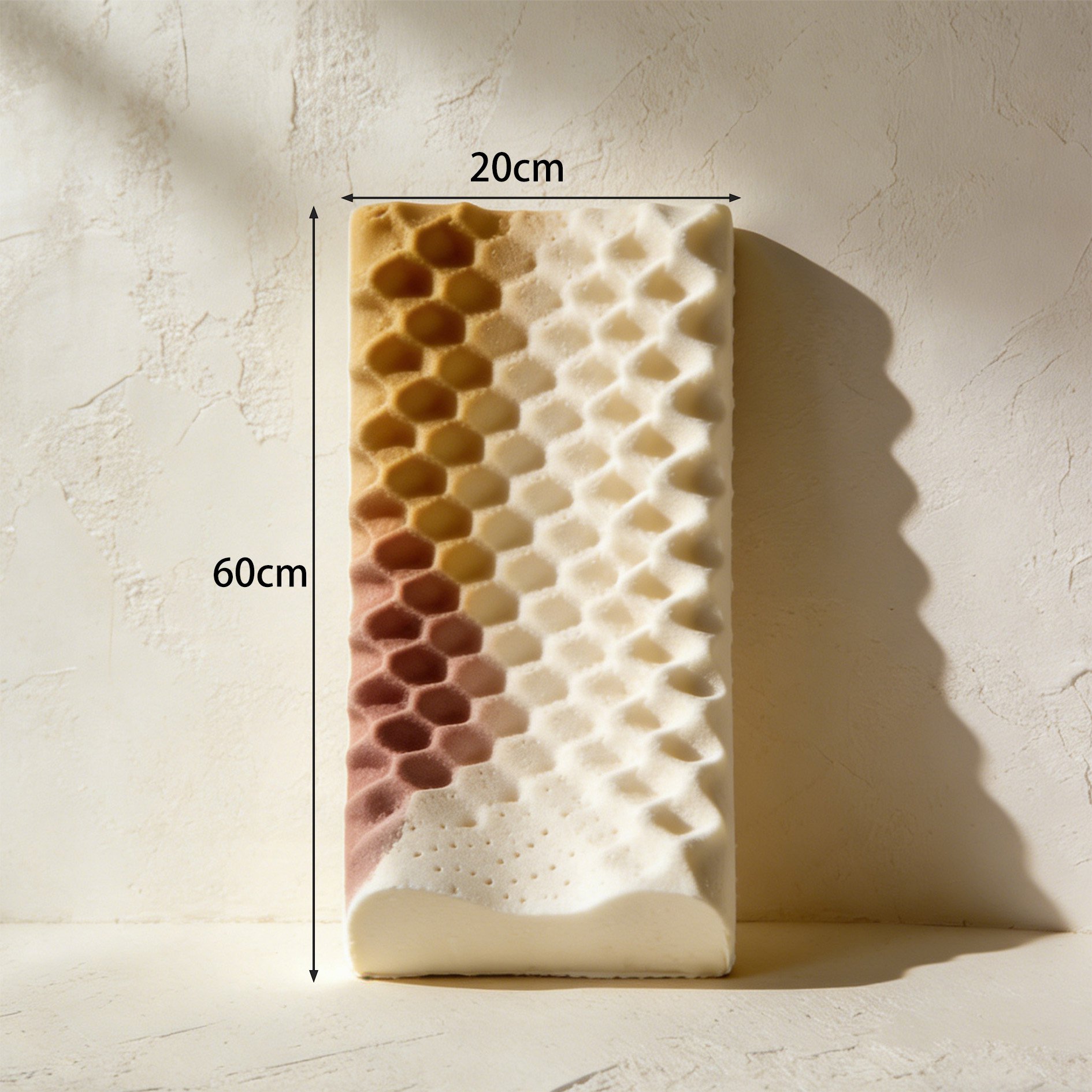 Side view of neck support latex pillow