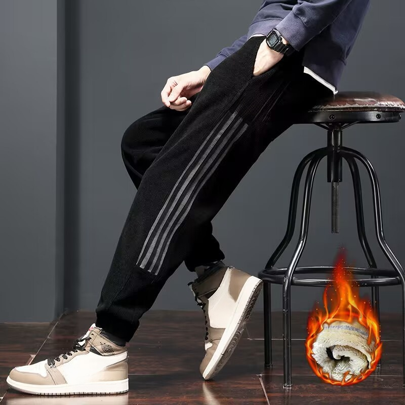 メンズ裏起毛厚手カジュアルパンツ