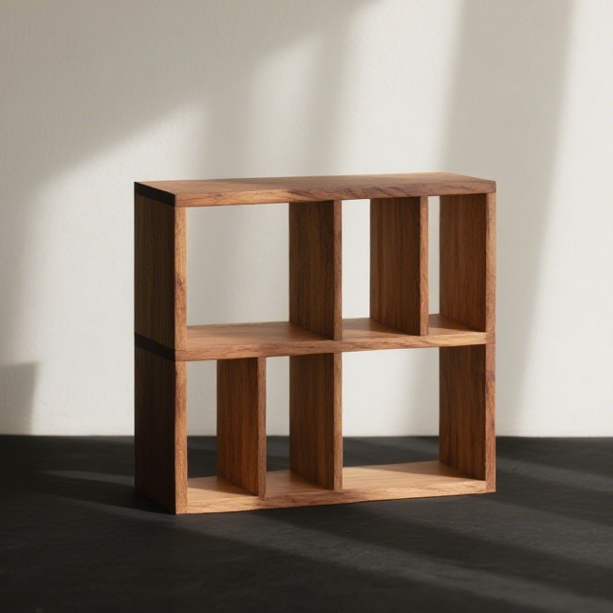 多機能天然木デスク収納棚