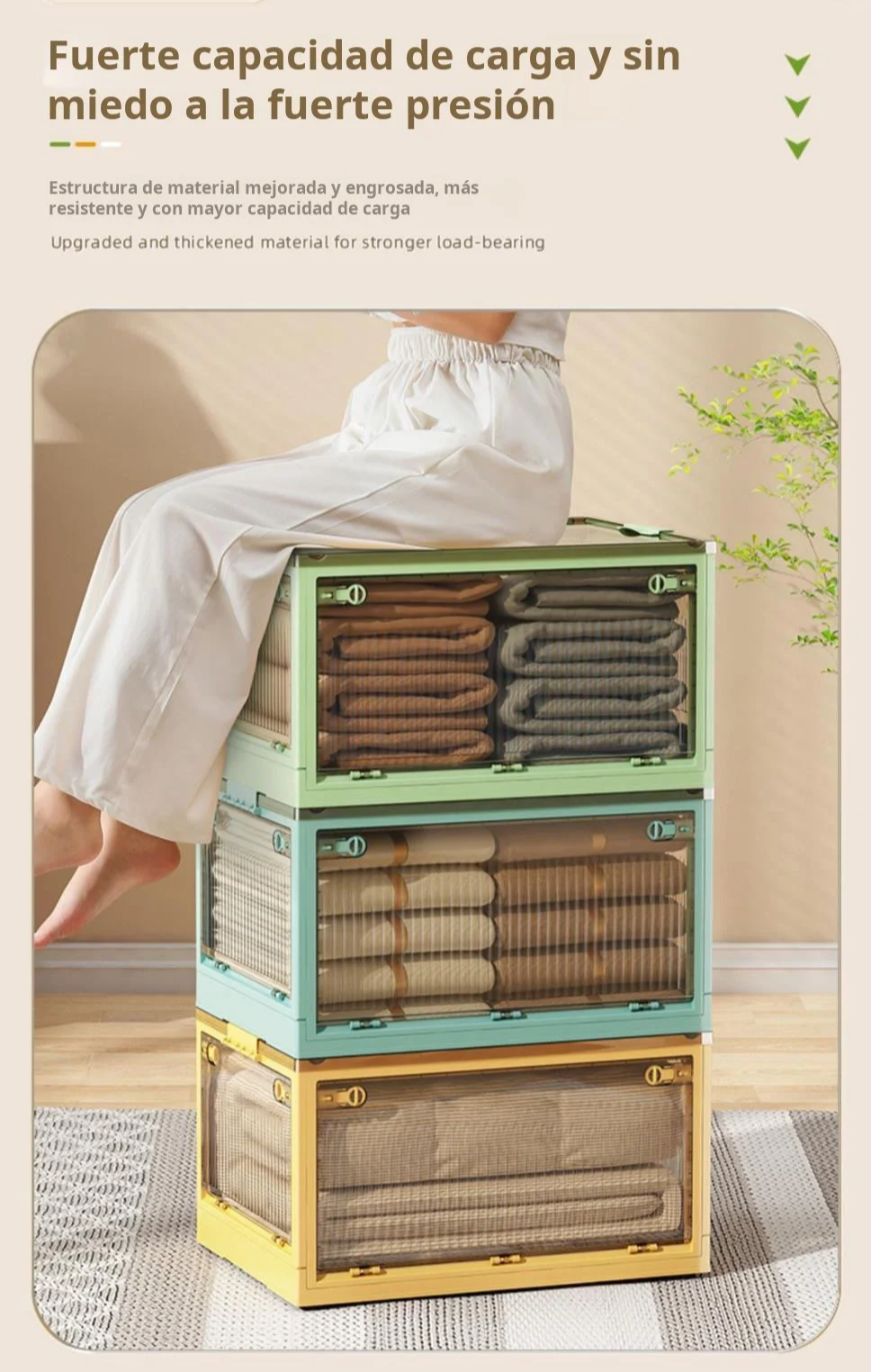 Caja organizadora de plástico grueso para dormitorio