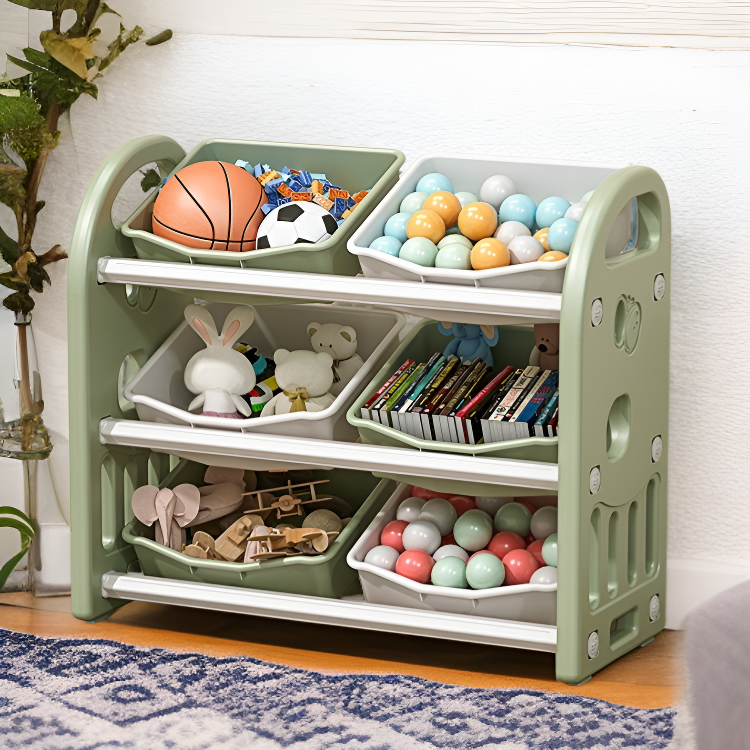 Children's Organizer Shelf with Storage Boxes, Toy Storage Rack