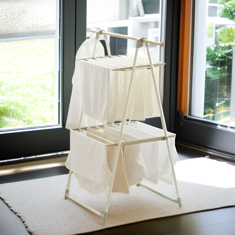 Hansem Portable Wood Pattern Laundry Rack