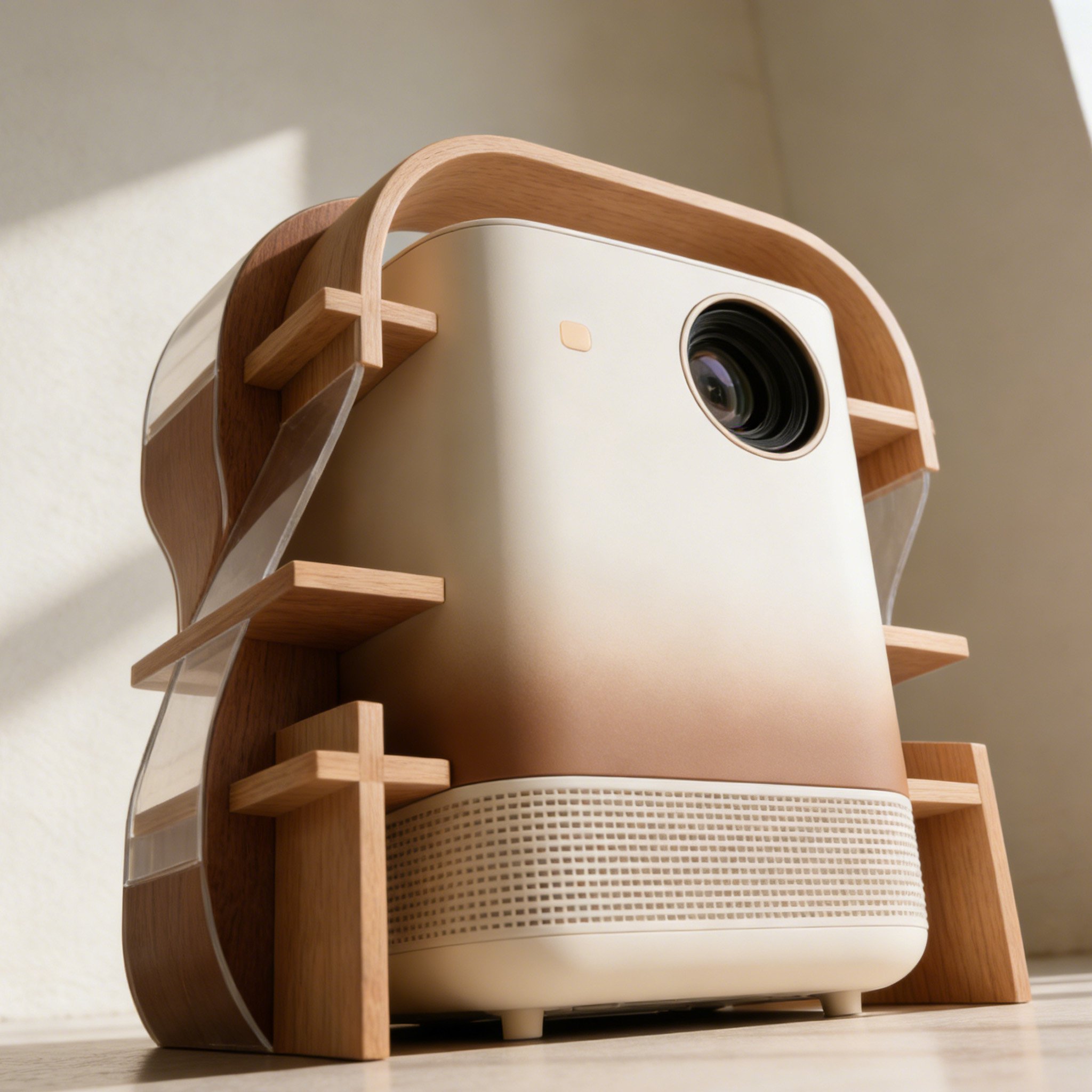 โปรเจคเตอร์พกพากรอบไม้