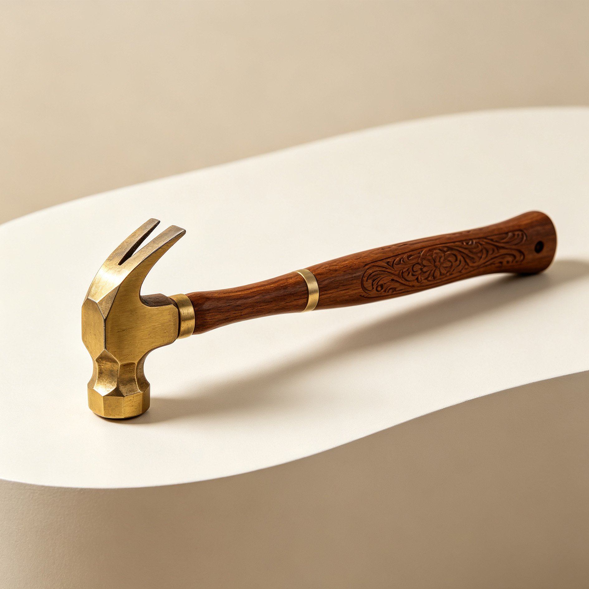 Engraved Brass Claw Hammer