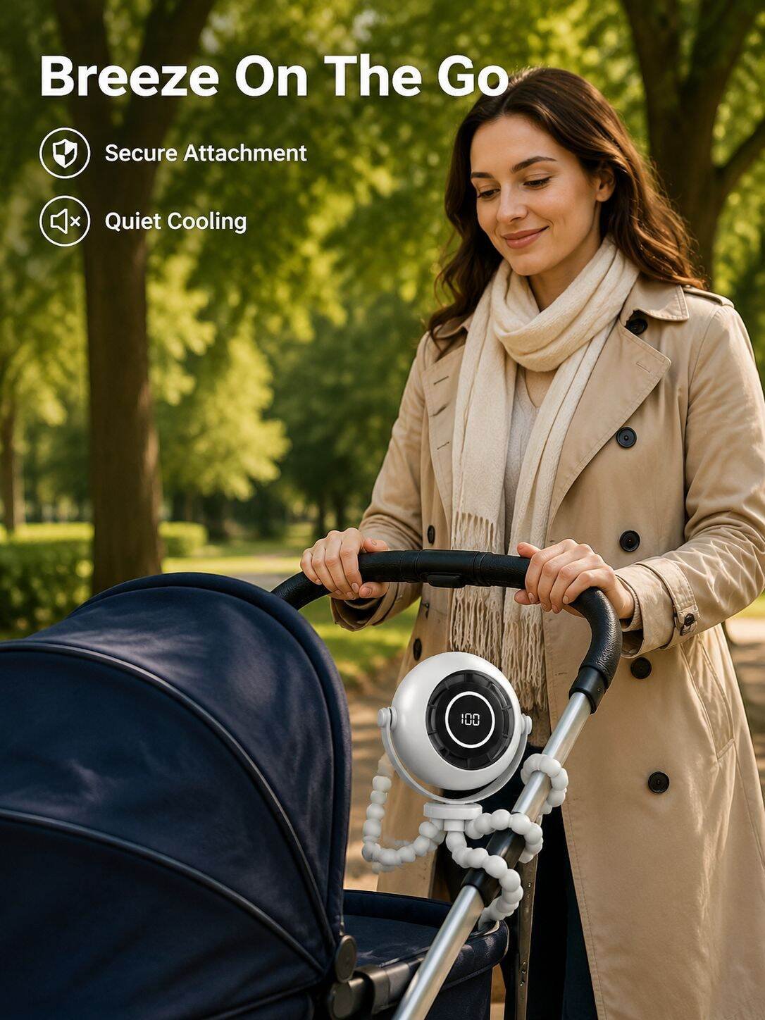 Multifunctional Octopus Stroller Fan, Silent Portable Night Light Fan, USB Rechargeable