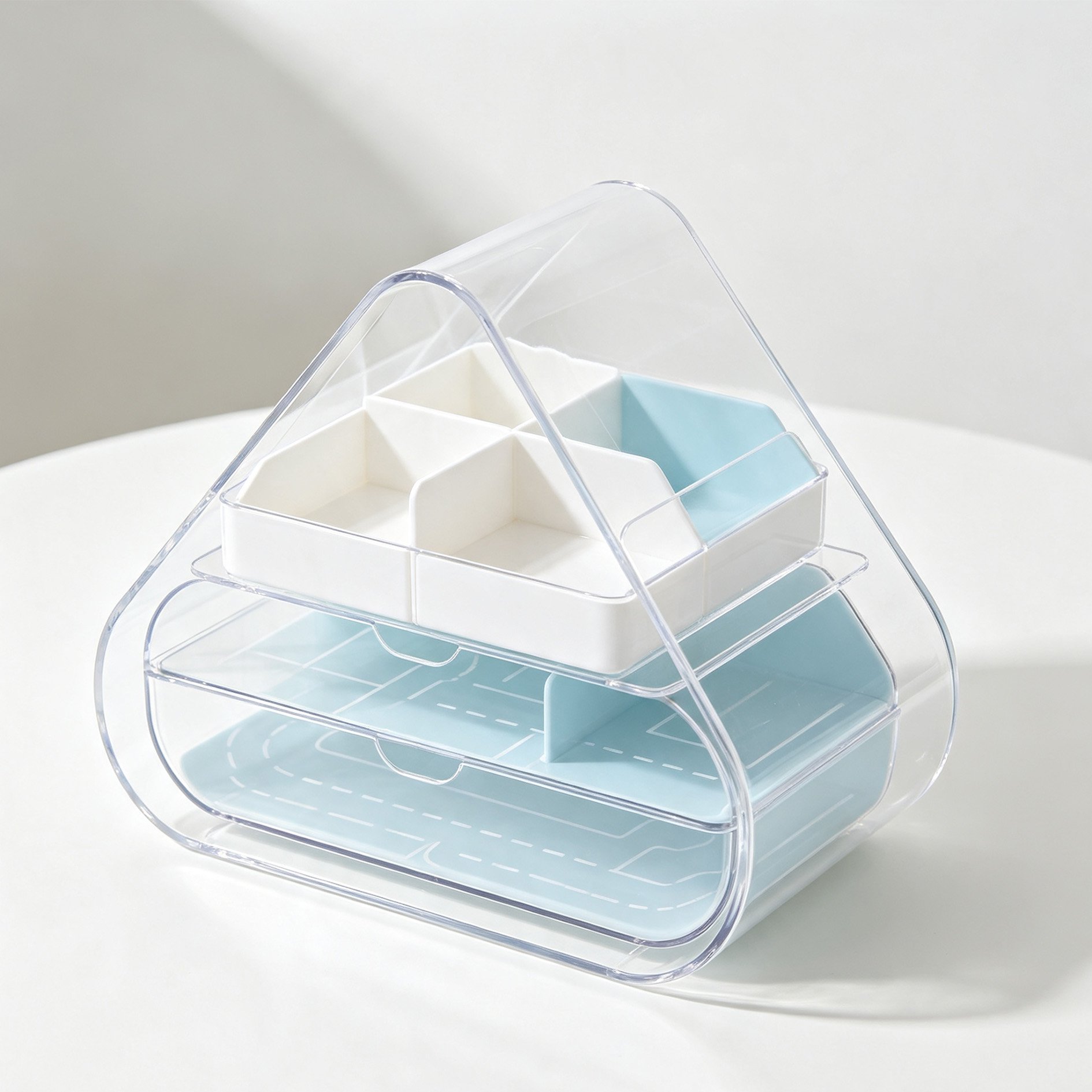 Multi-compartment transparent storage box