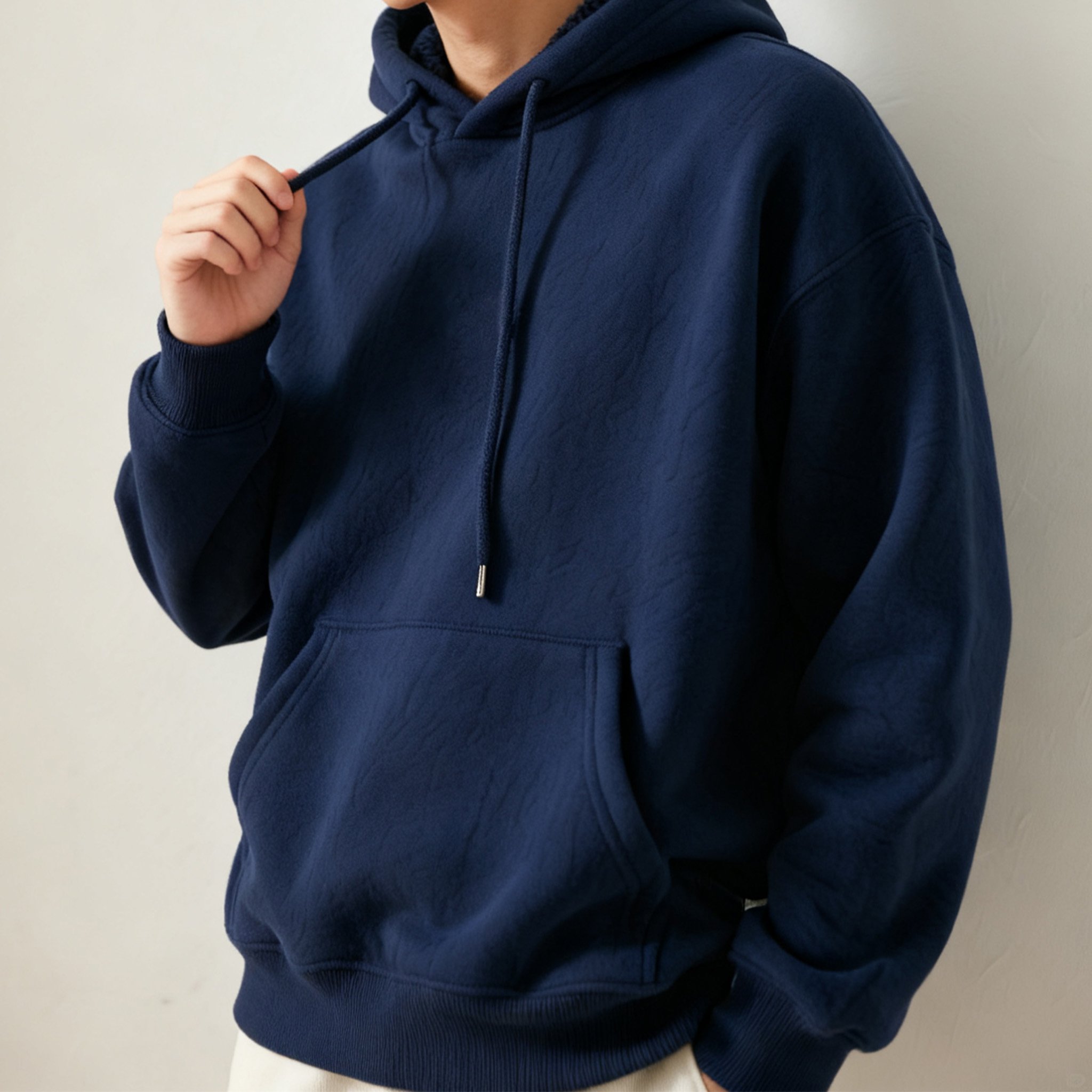 딥블루 컬러 두꺼운 베이직 맨투맨 전면 이미지