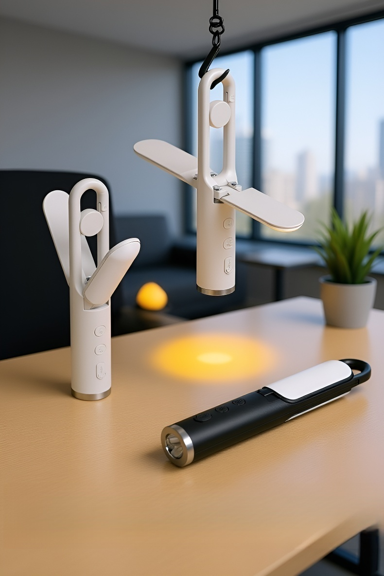 Collapsible lantern being folded for easy storage