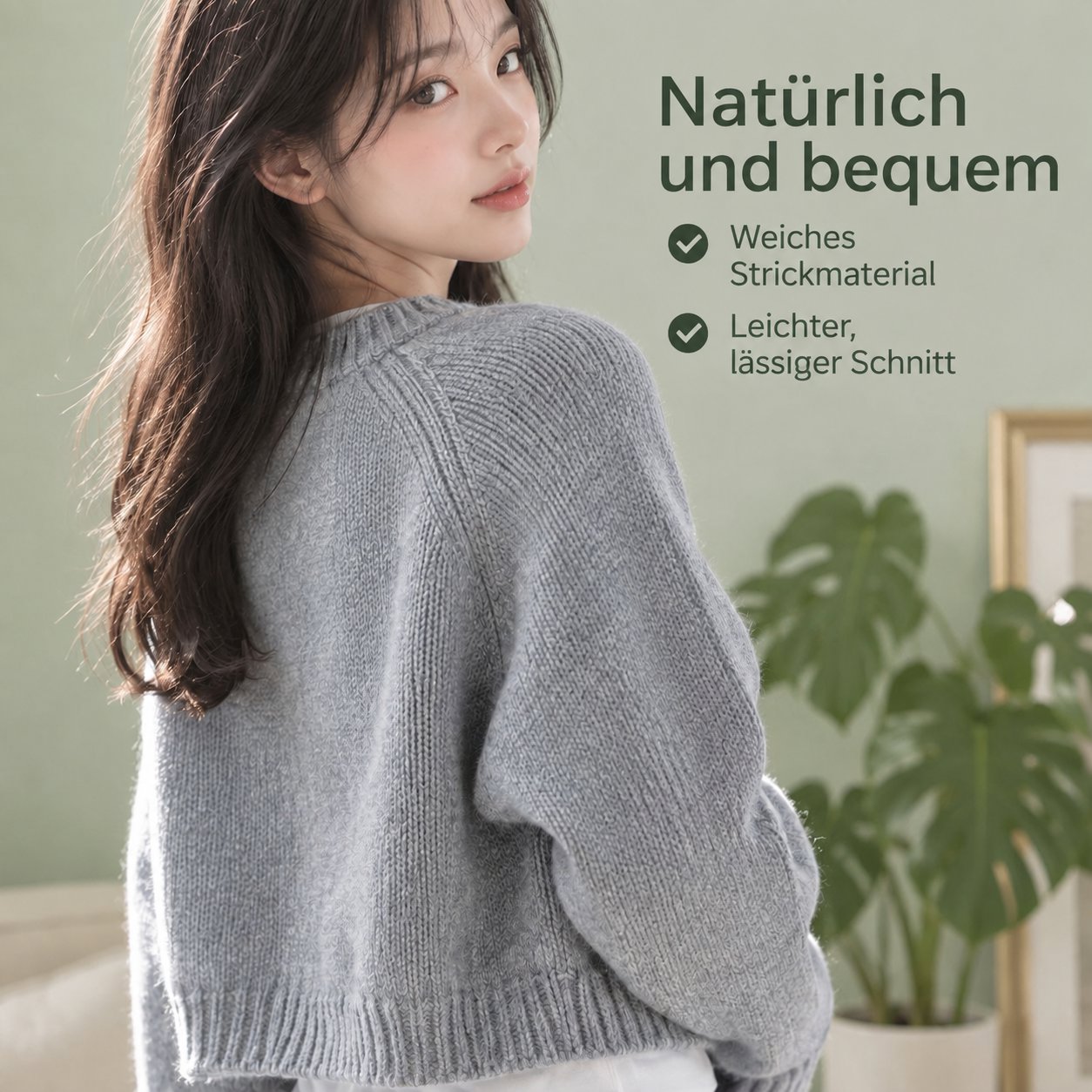 Damen Weit Geschnittener Kurzarm Strick-Cardigan
