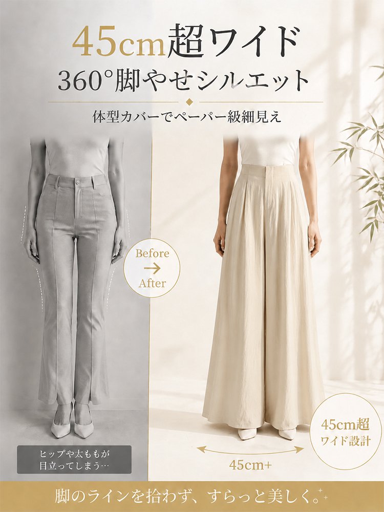 テンセルリネンハイウエストワイドパンツ