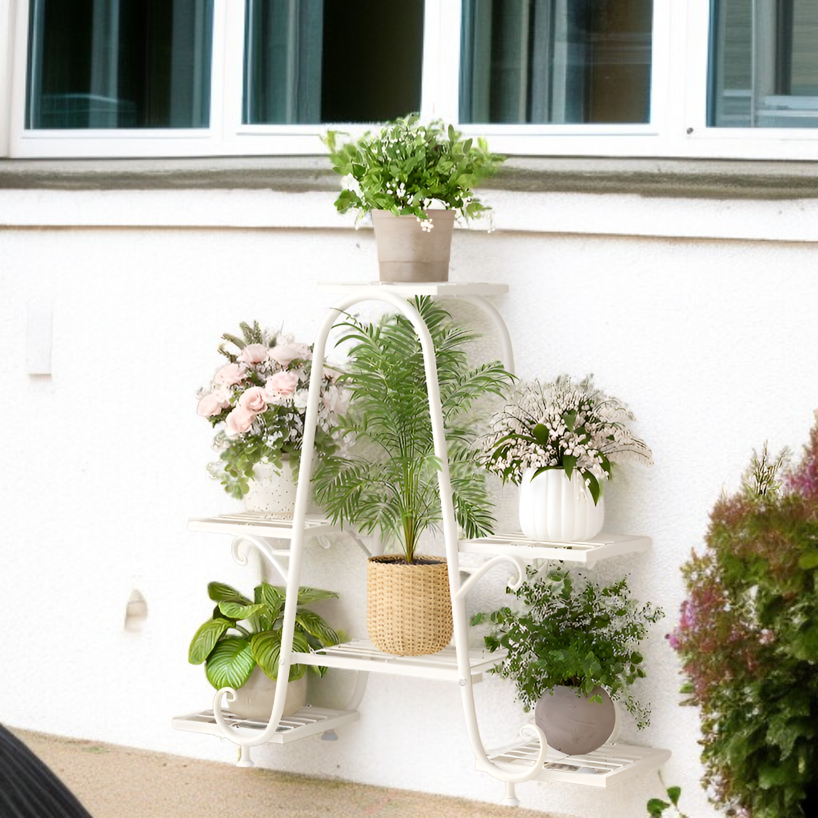 【50x80x25cm】フロアスタンド型多段式プラントスタンド、ガーデニングシェルフ、北欧風錬鉄製フラワーポットラック（6段/9段）観葉植物鑑賞用。（寝室/ブランク）