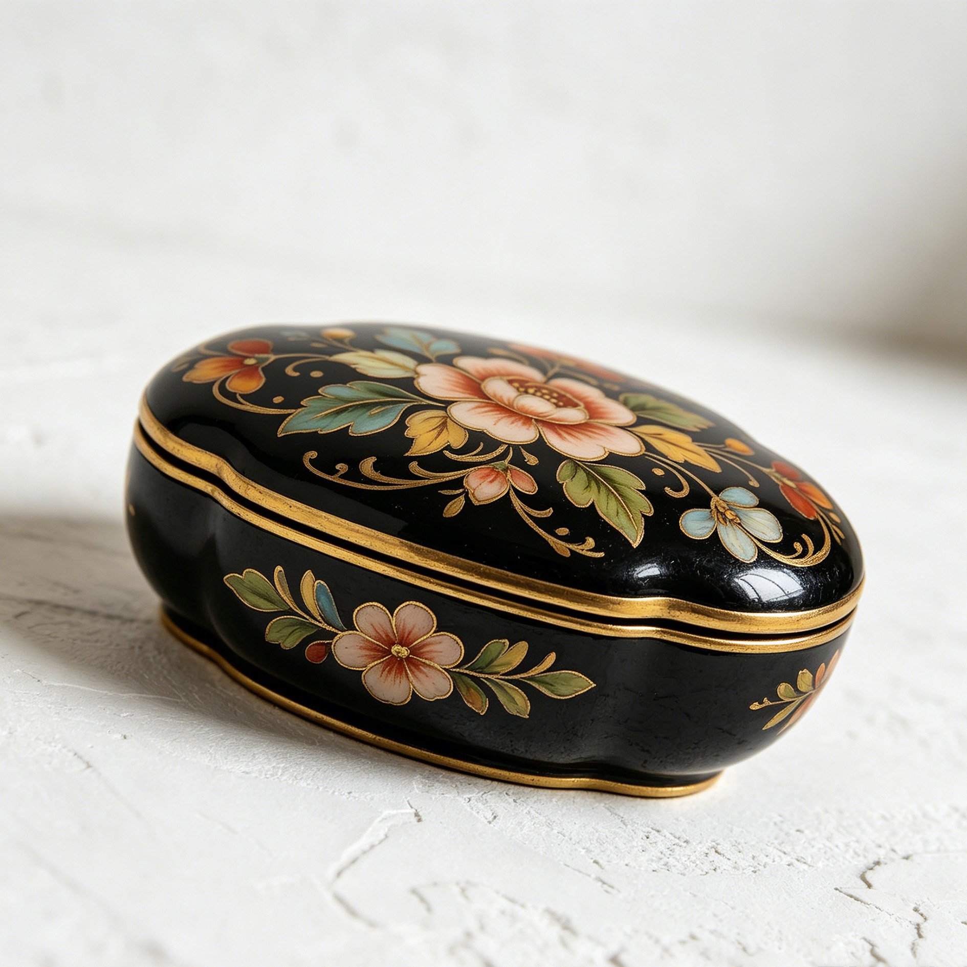 Bemalte Schmuckschatulle im Vintage-Stil aus Lack