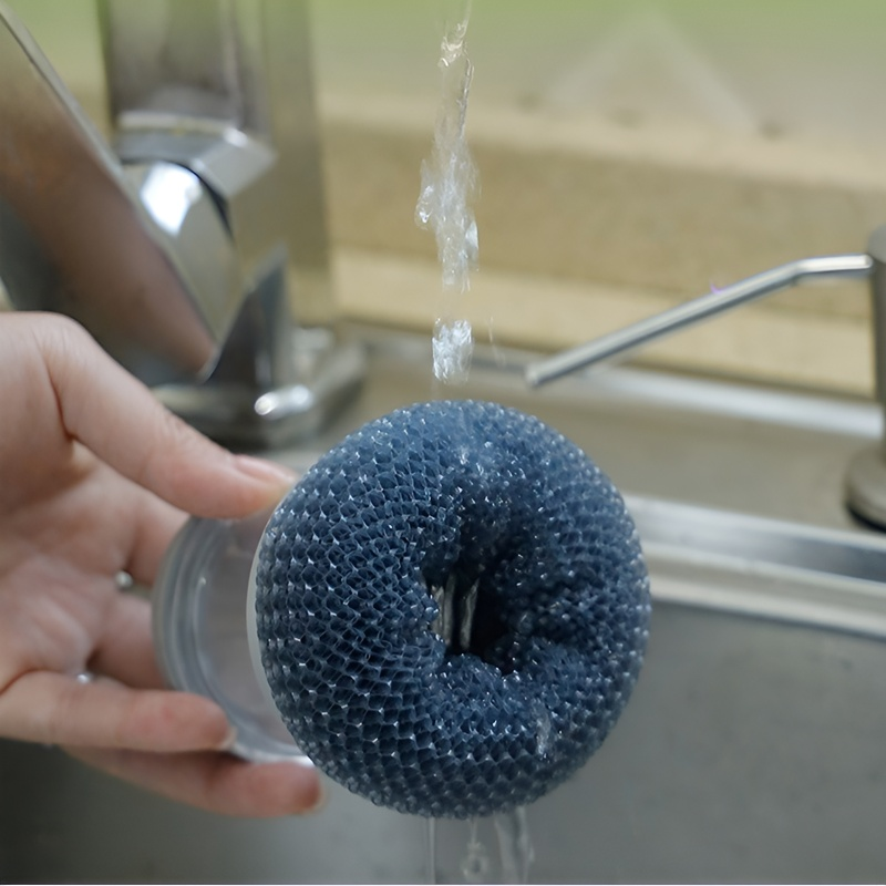 Multifunctional Kitchen Cleaning Brush with Soap Dispenser Short Handle Sponge Wire Ball
