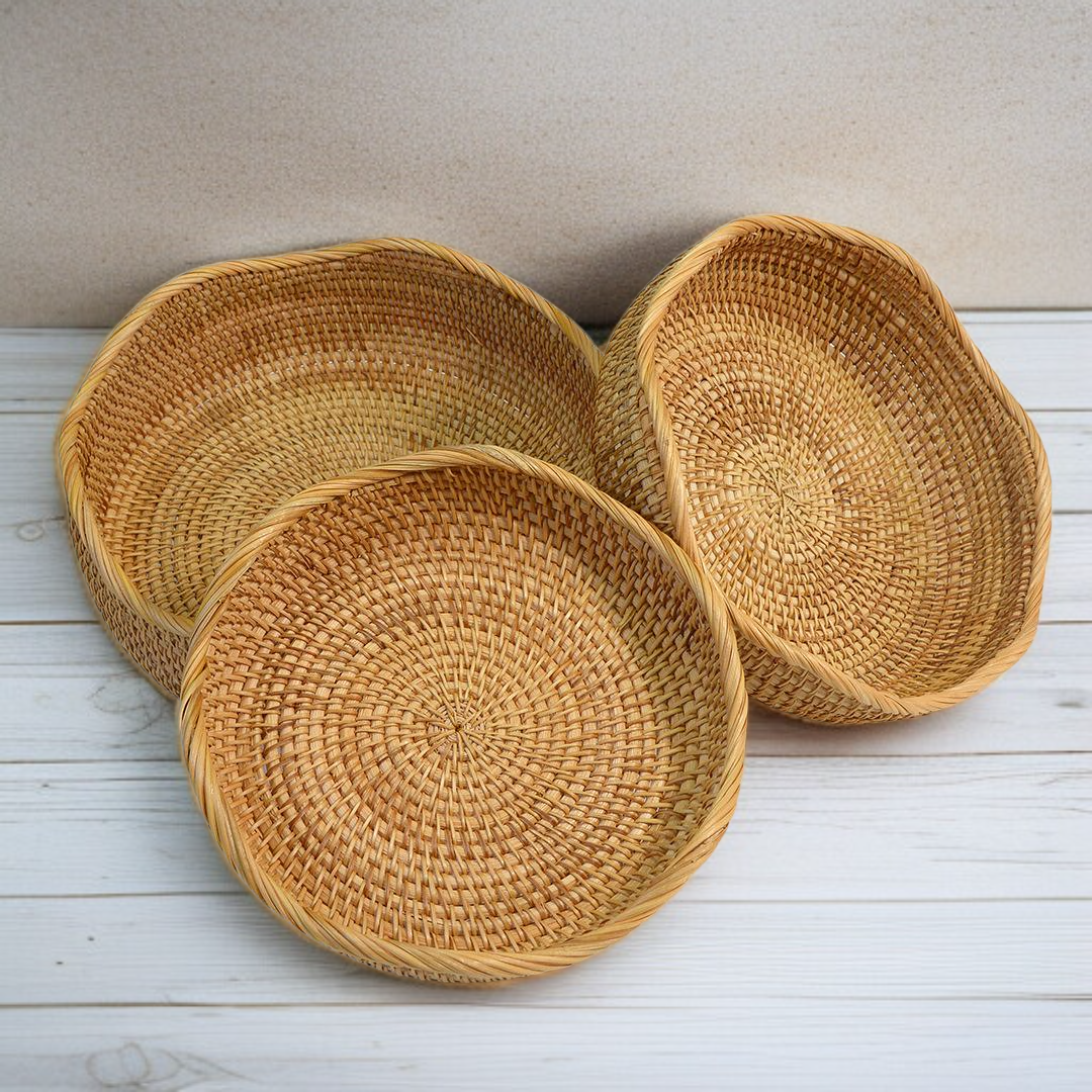 籐製バスケットの細部アップ画像