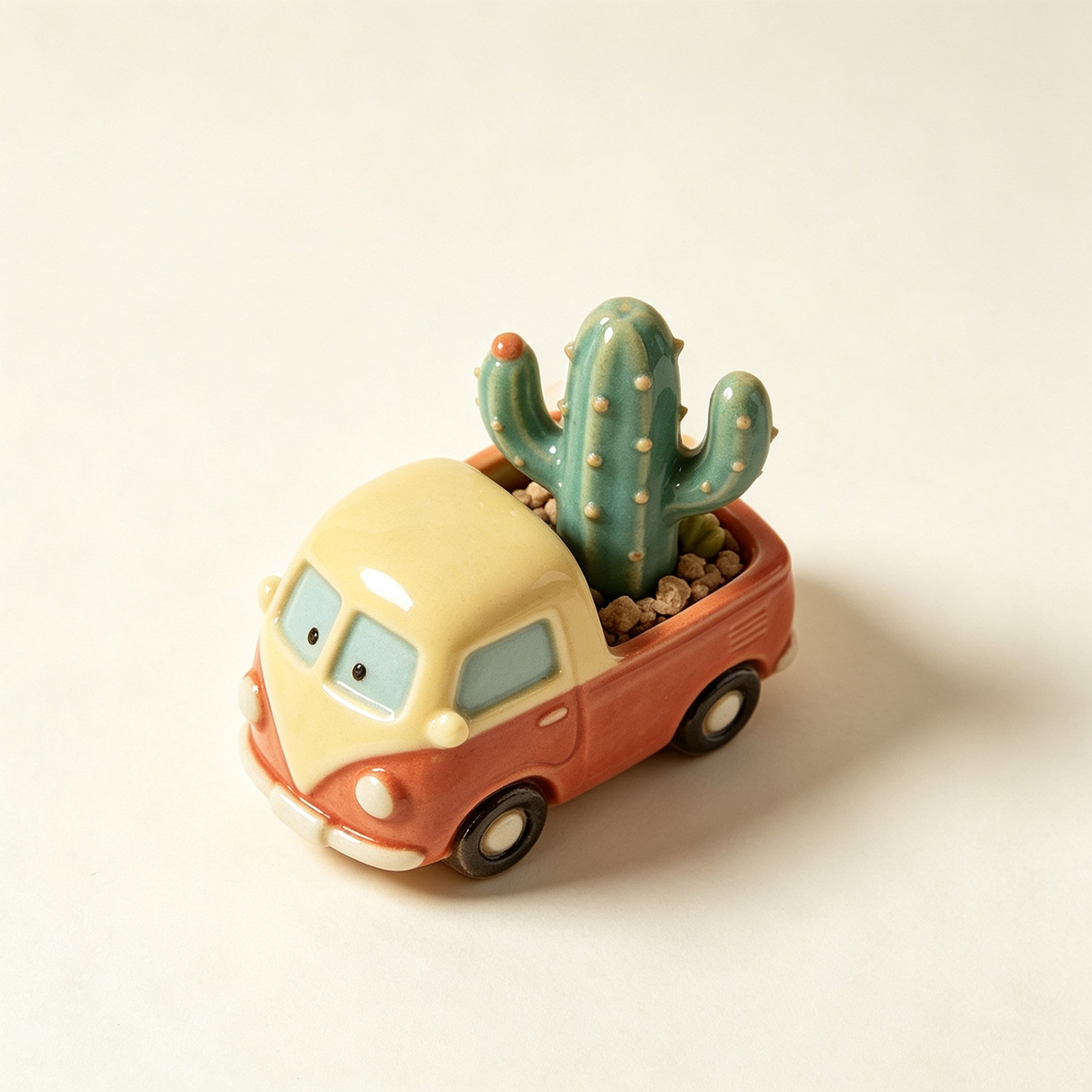 Retro truck cactus bonsai ornament