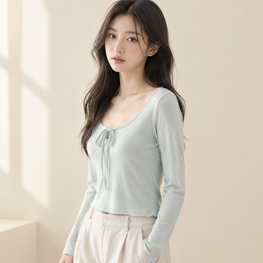 신상 봄가을 스트랩 캐주얼 긴팔 티셔츠 여성