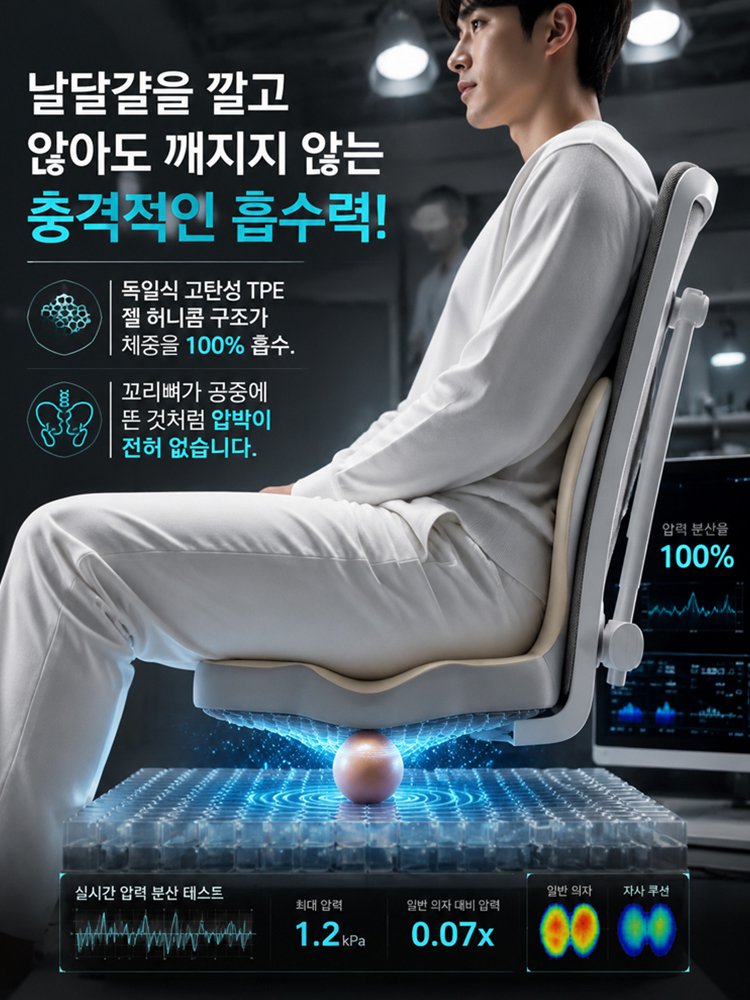 독일정형설계 무중력 아이스 젤  등받이 일체형 자세교정 방석