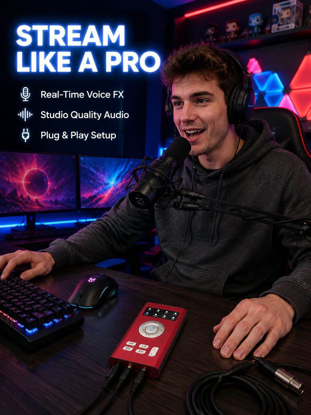 S10 Voice Changer Sound Card for Singing, Live Streaming and Gaming