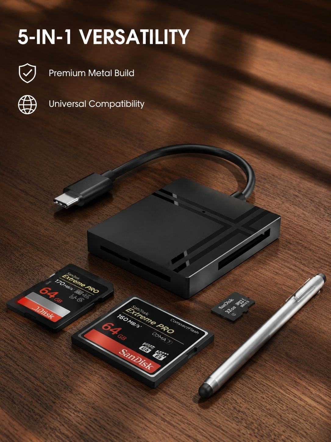 USB3.0 card reader 5 in 1 type-c computer mobile phone OTG multi-function CF/SD/TF/MS/M2 simultaneou