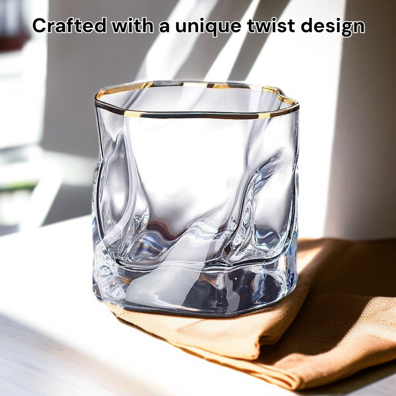 Summer Twist Glass Cup - Unique Shaped Whiskey and Water Tumbler