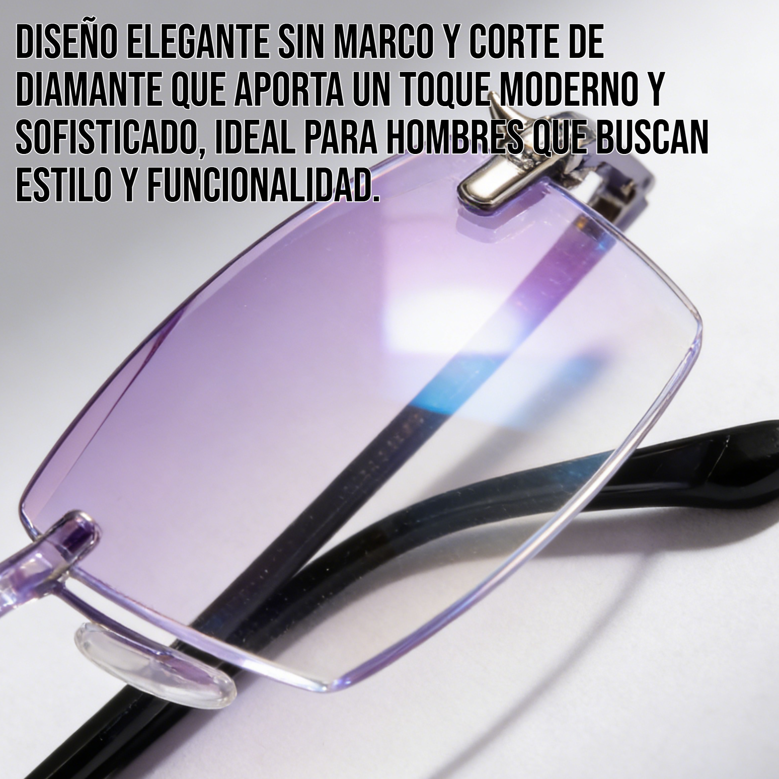 Gafas de lectura para hombre sin marco con corte de diamante y protección contra la luz azul