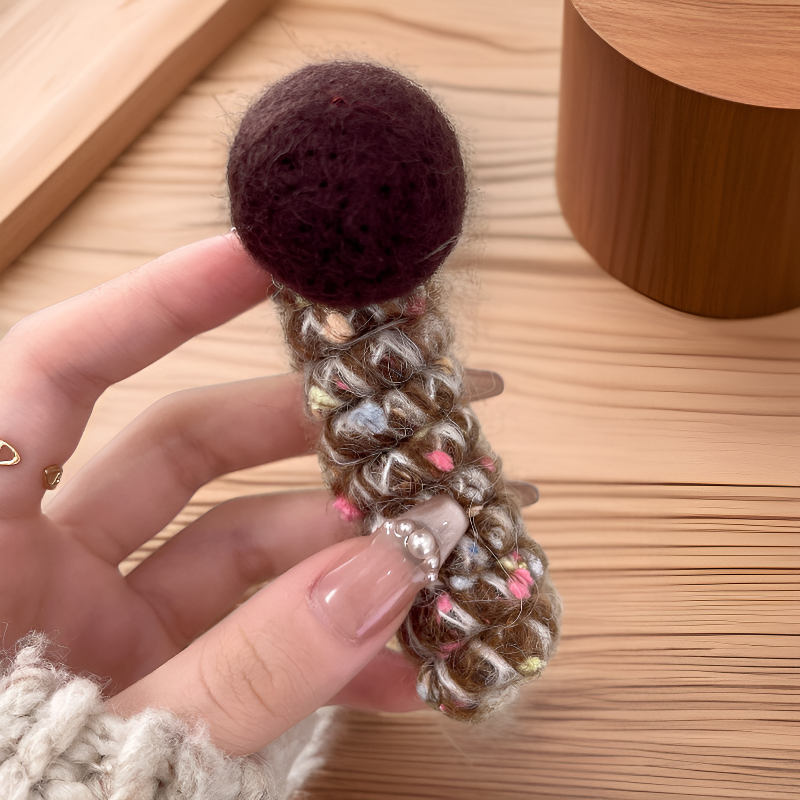 Trendy Pom Pom Telephone Coil Hair Ring