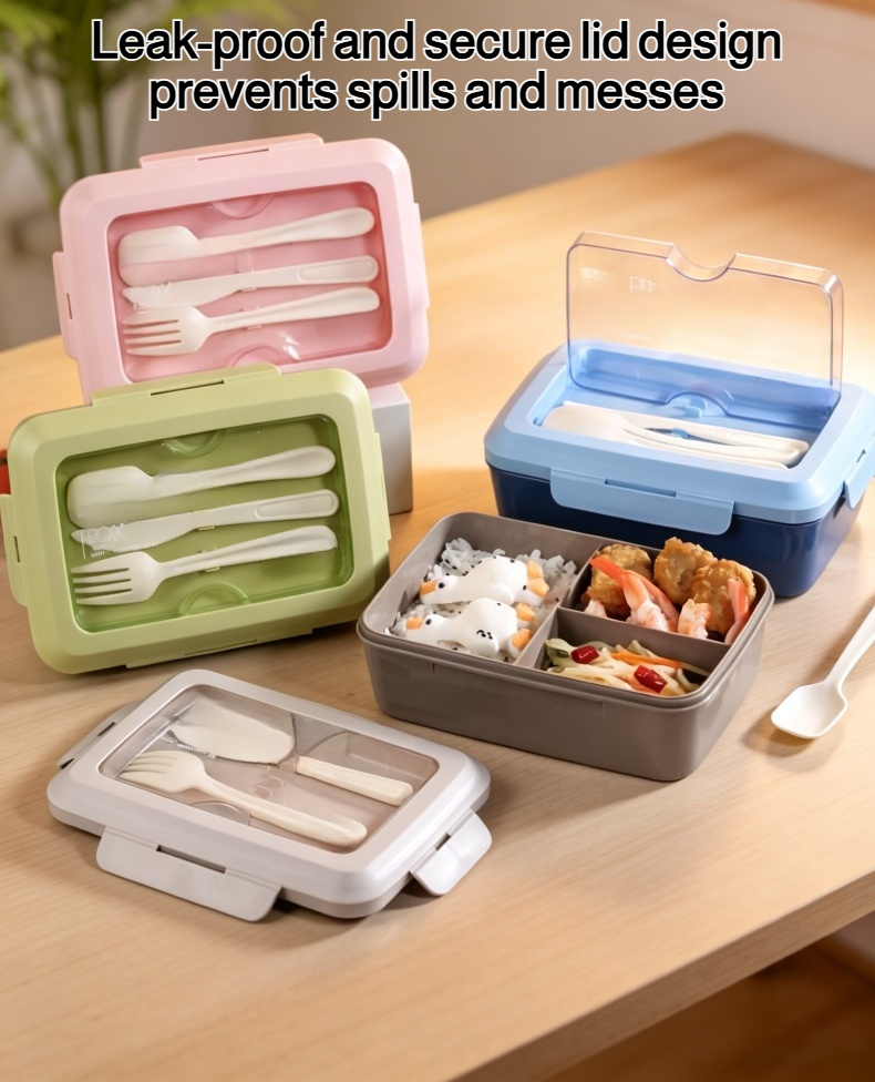 Microwaveable compartmentalized lunch box with three sections for healthy meals