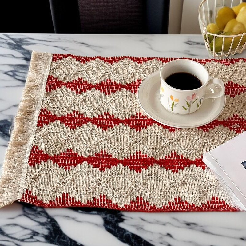 衝突カラーフリンジ綿糸編み滑り止め断熱マット