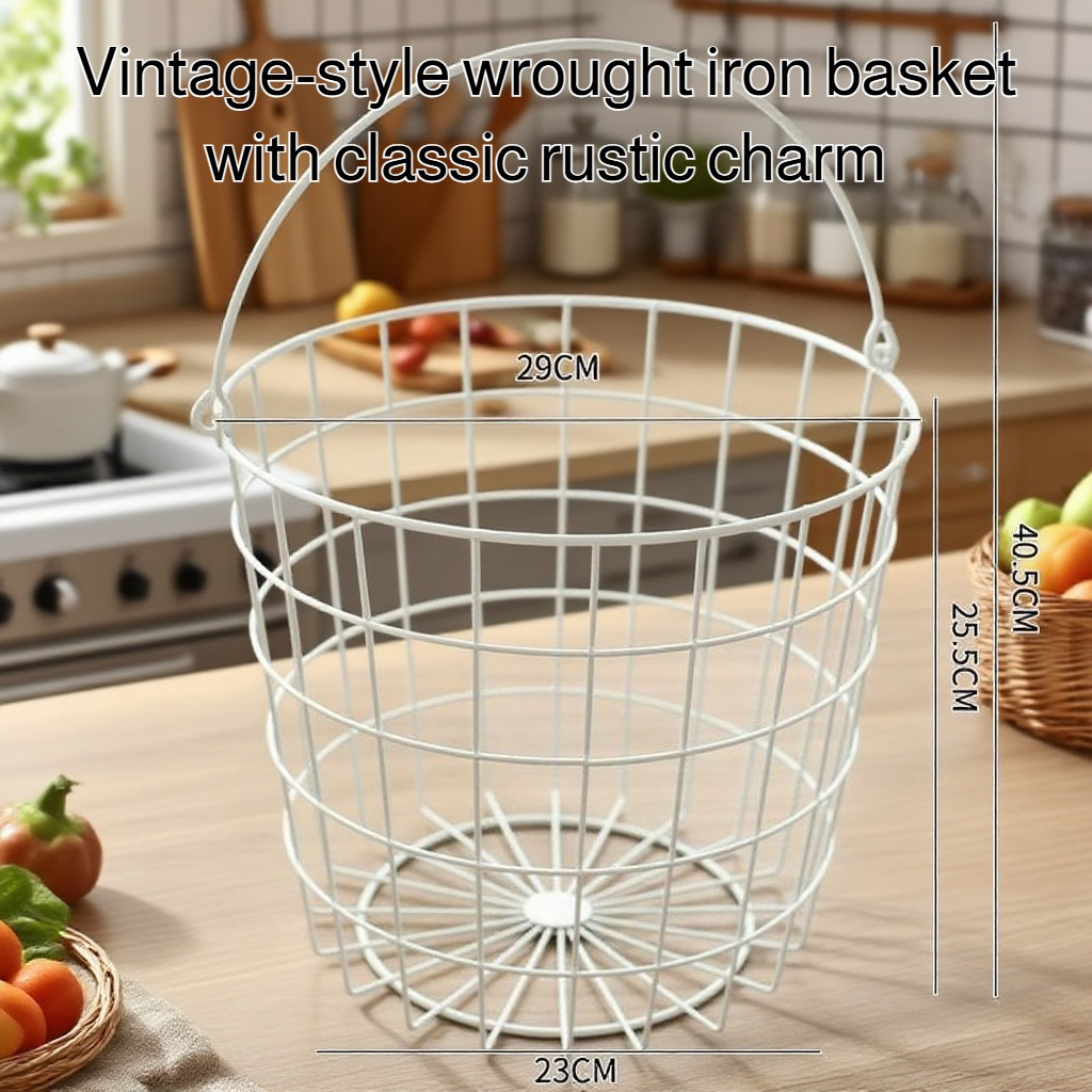 Retro wrought iron storage bucket