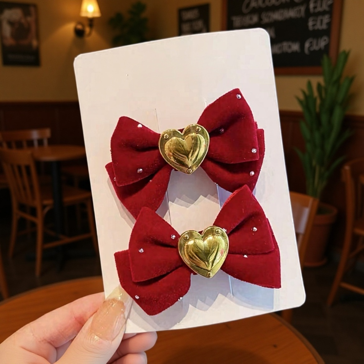 빨간 리본 머리핀/머리끈